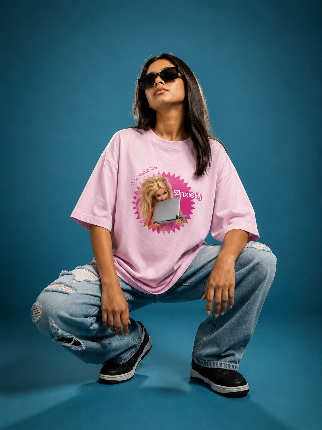 This Barbie has Anxiety | Barely Pink | Unisex Oversized T-Shirt