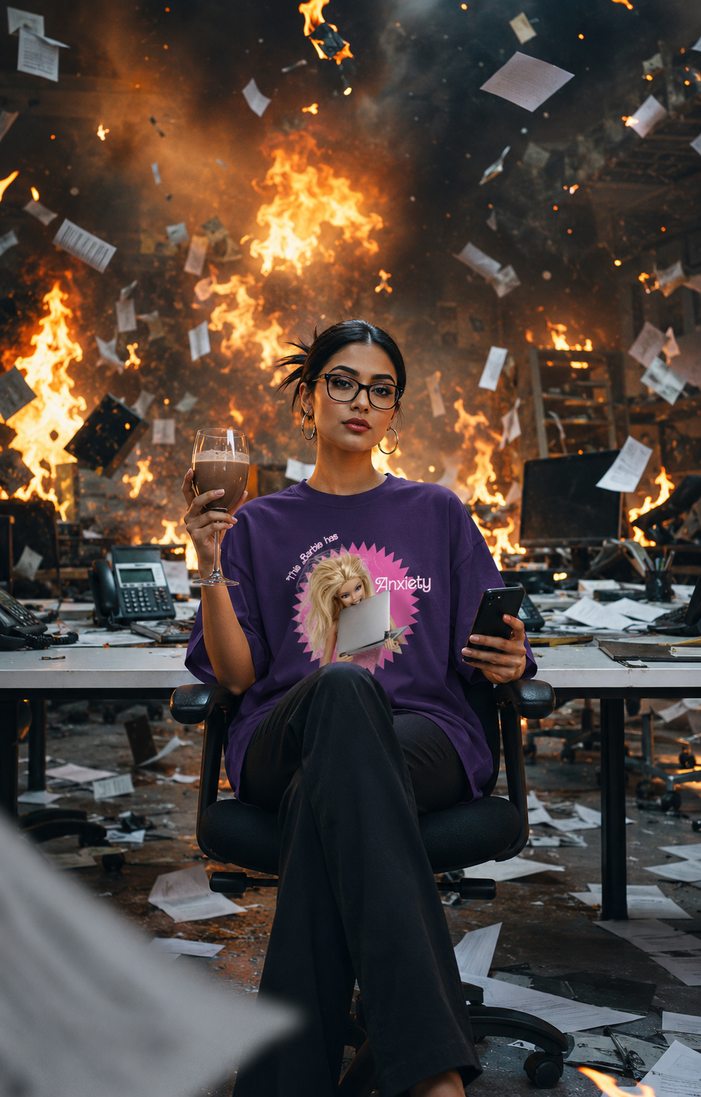 This Barbie has Anxiety | Purple | Unisex Oversized T-Shirt